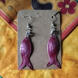 🩷Hand Crafted Pink Fish Earrings🩷